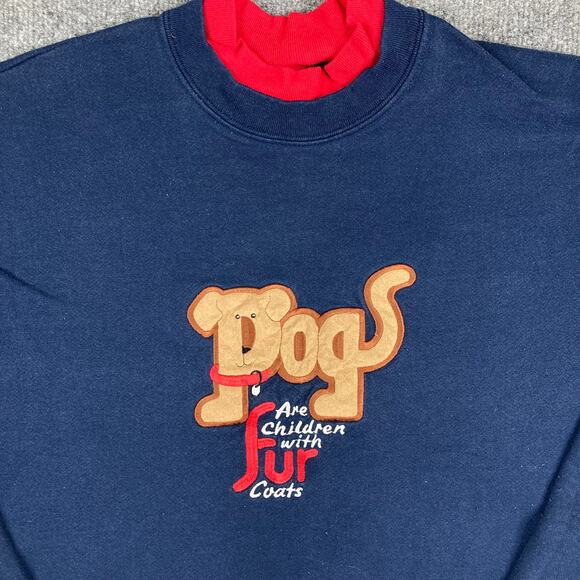 ME Tops - ME Energy Sweatshirt Womens XL Navy Red Dogs Graphic Pullover Retro‎ 90s Style